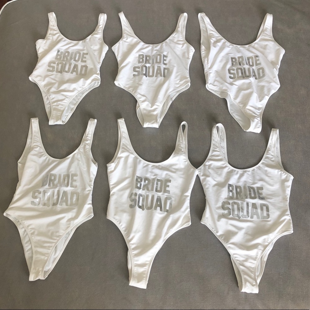 Bride squad white swimsuits bundle (sizes S-XL)